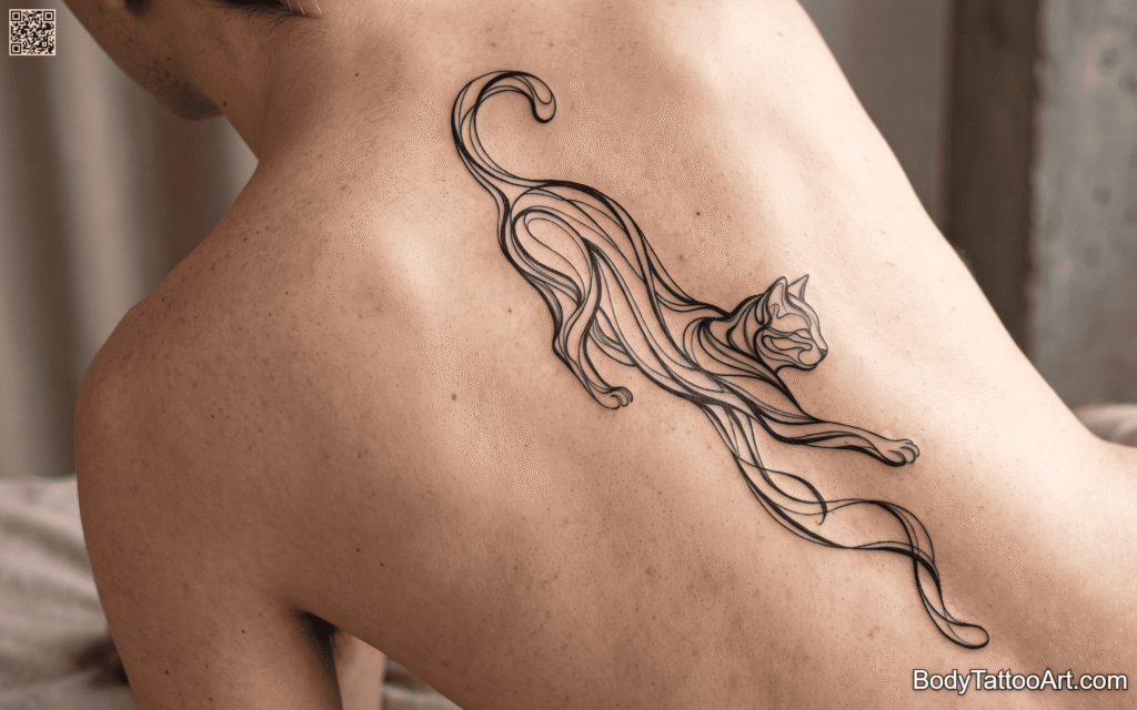 Abstract Linework Cat in Motion
