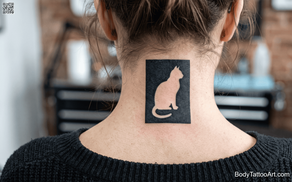 Negative Space Cat Silhouette