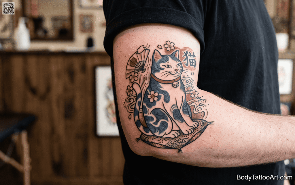 Japanese Ukiyo-e Style Cat