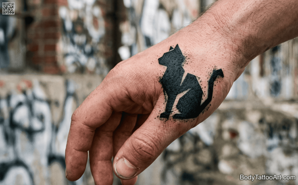 Stencil-Style Bold Outline Cat