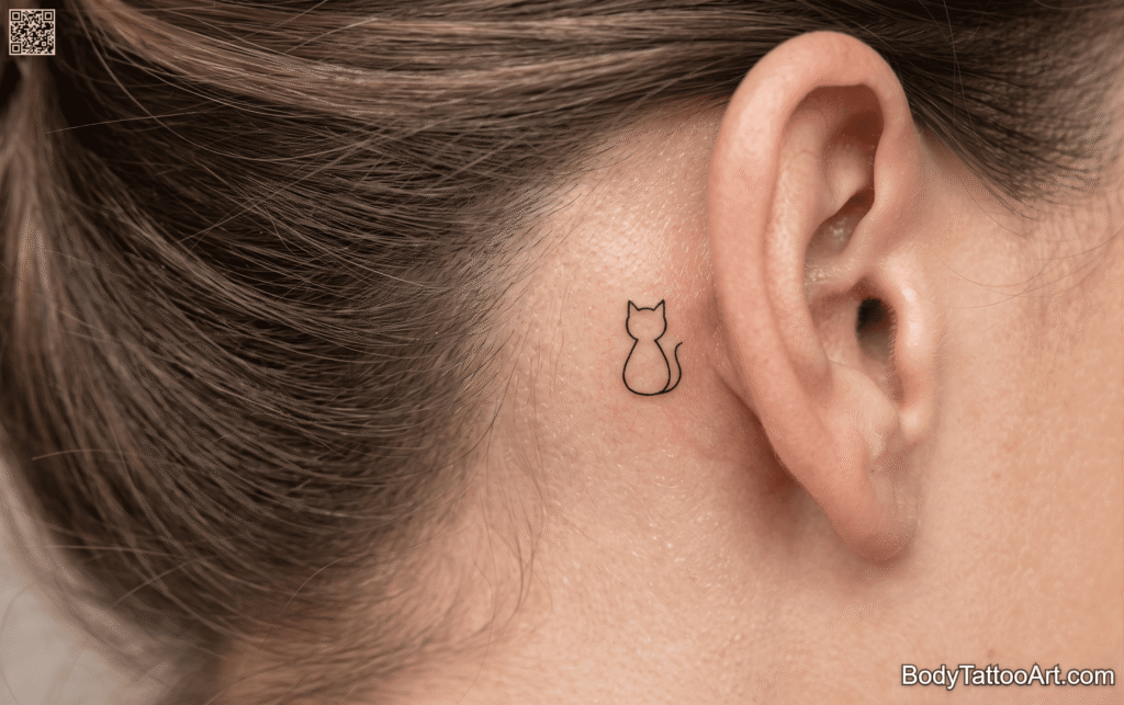 Tiny outline Cat Tattoos