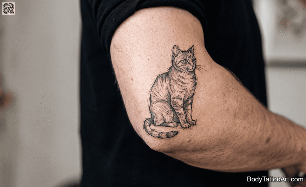 Sketch-Style Pencil Look Cat