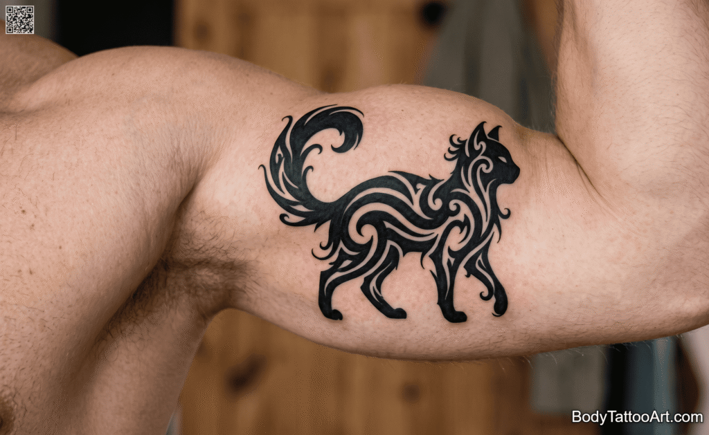 Bold Tribal-Inspired Cat Silhouette