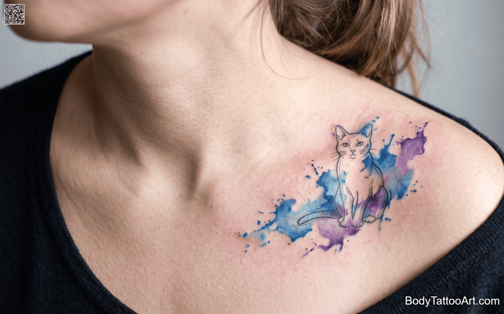 Watercolor Splash Cat