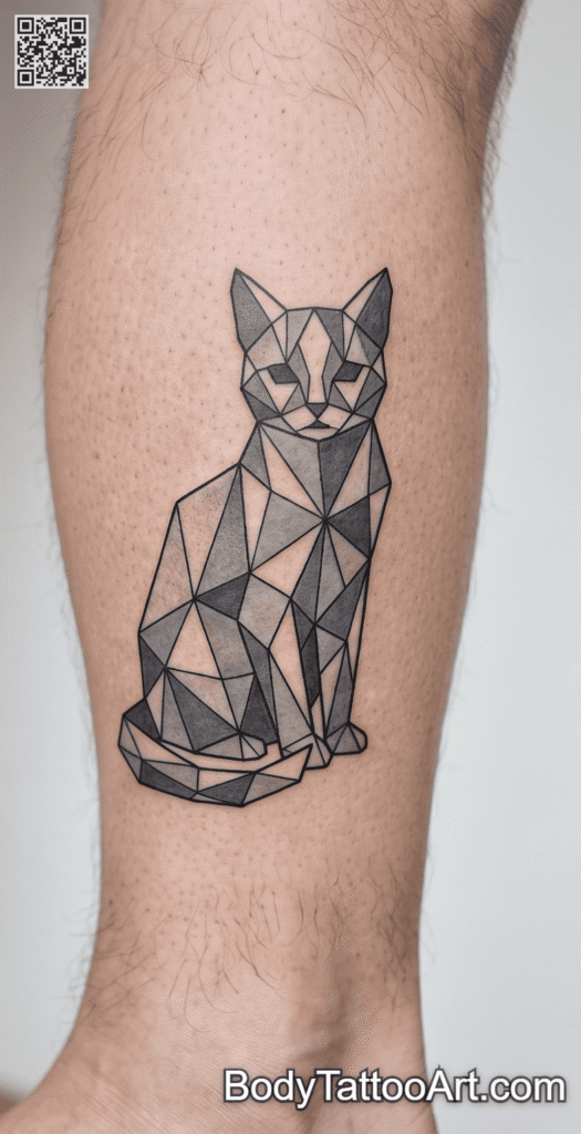 Geometric Cat Tattoos
