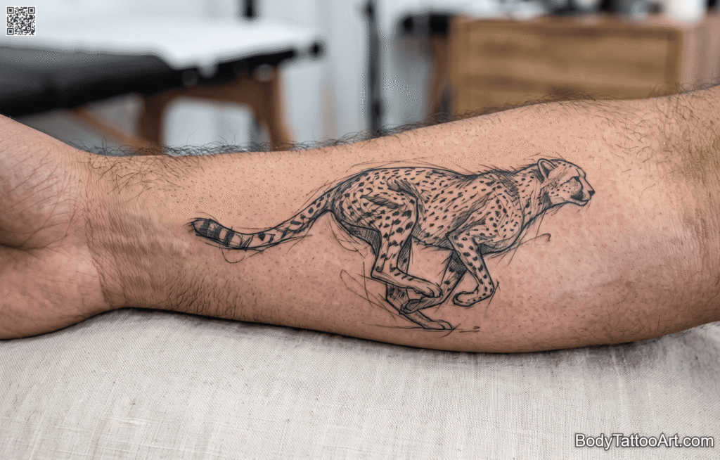 Sketch / illustrative Cheetah Tattoos