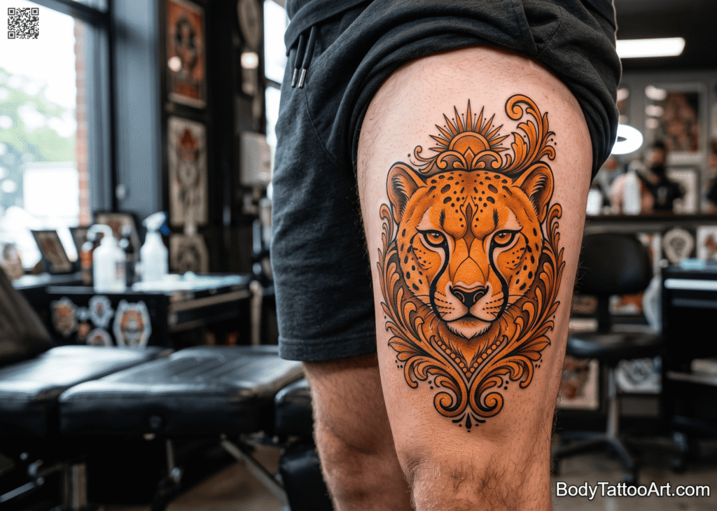 Neo-traditional Cheetah Tattoos