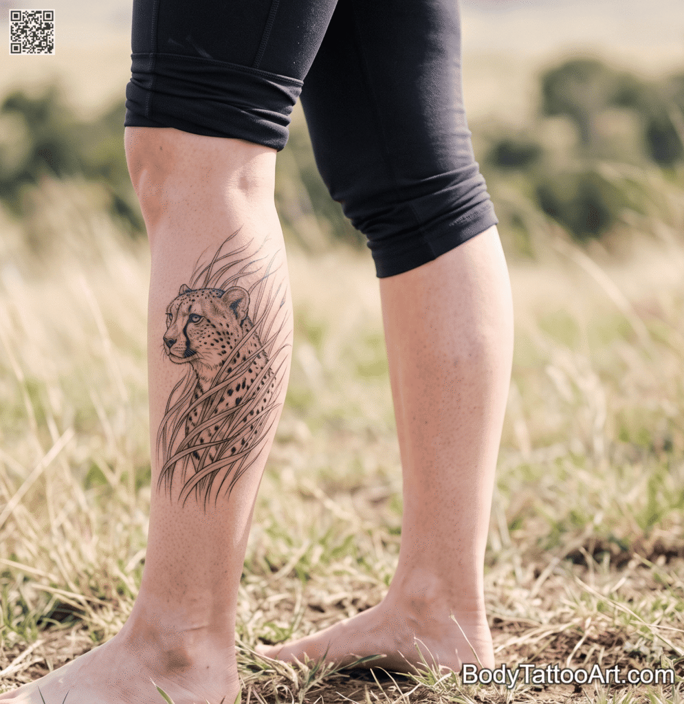 Fine line illustrative Cheetah Tattoos