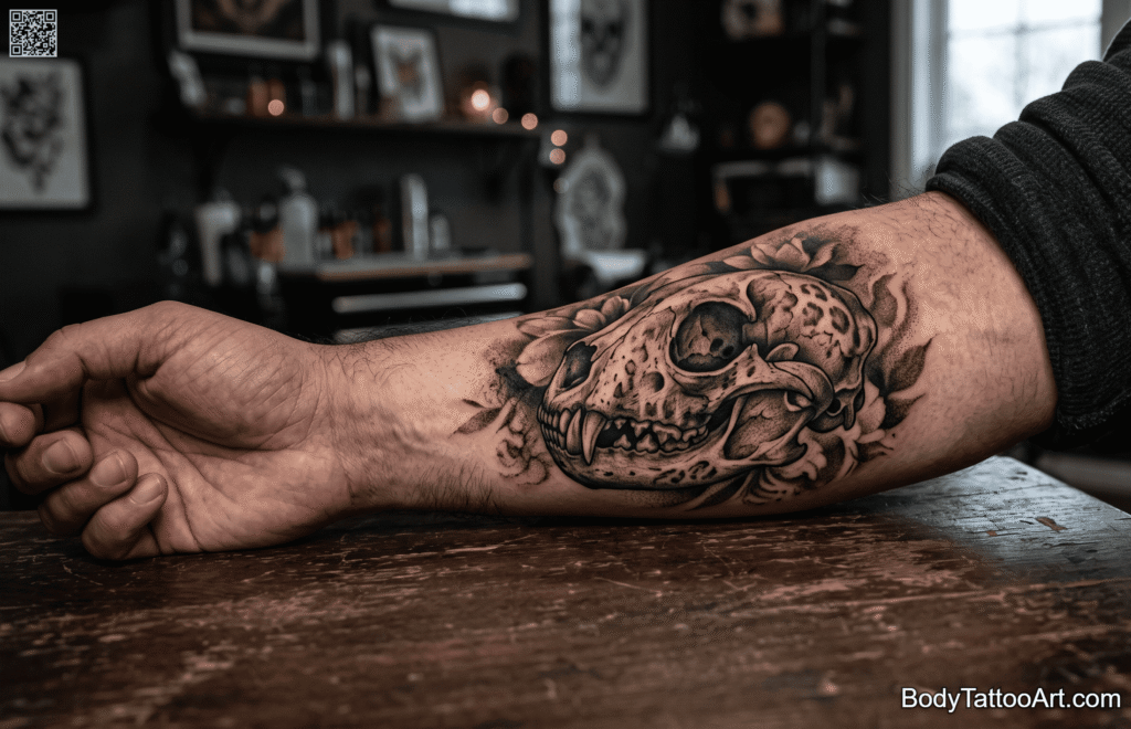 : Illustrative dark realism Cheetah Tattoos