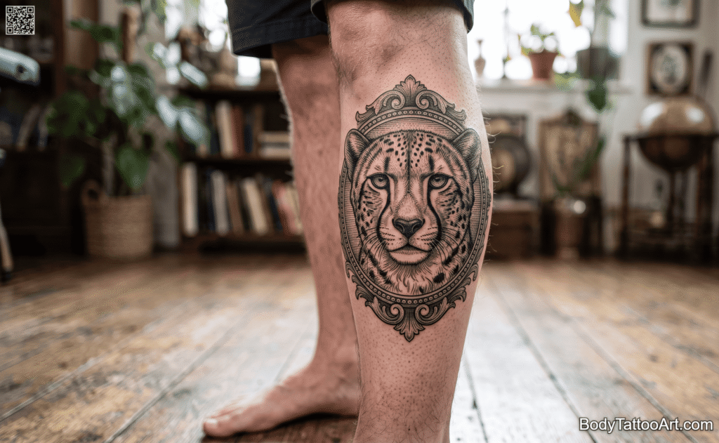 Vintage Etching Cheetah Tattoos
