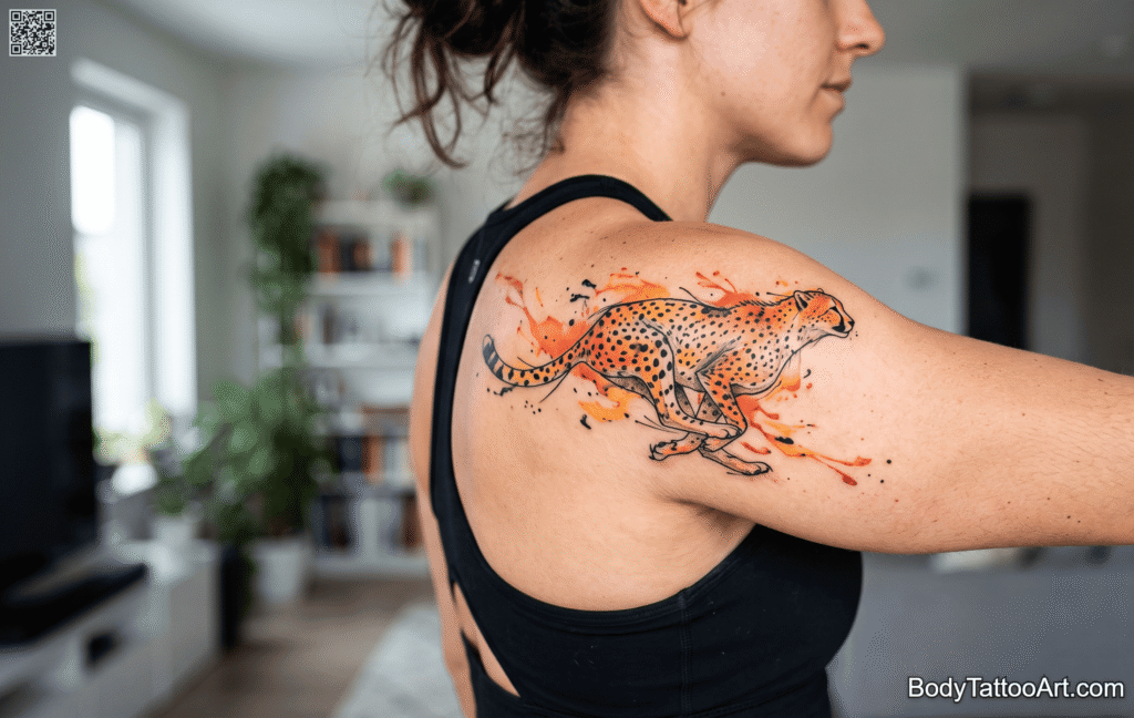 Watercolor Cheetah Tattoos