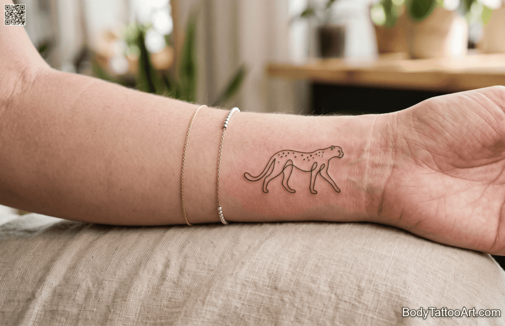 Fine line minimalism Cheetah Tattoos