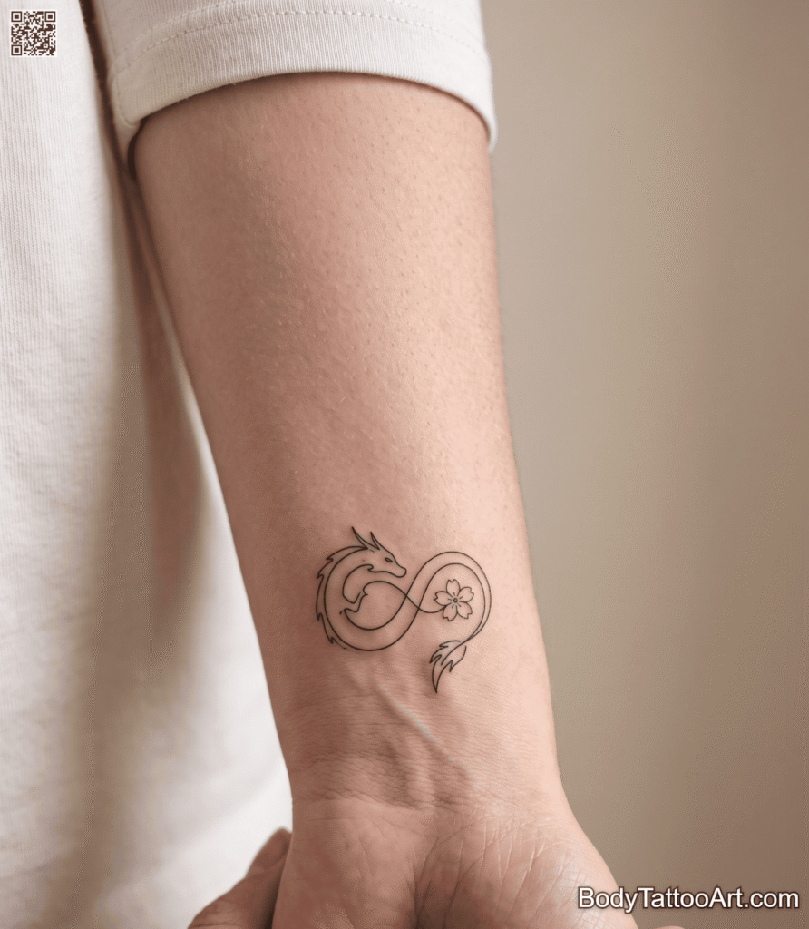  Tiny Single-Line Dragon on the Wrist