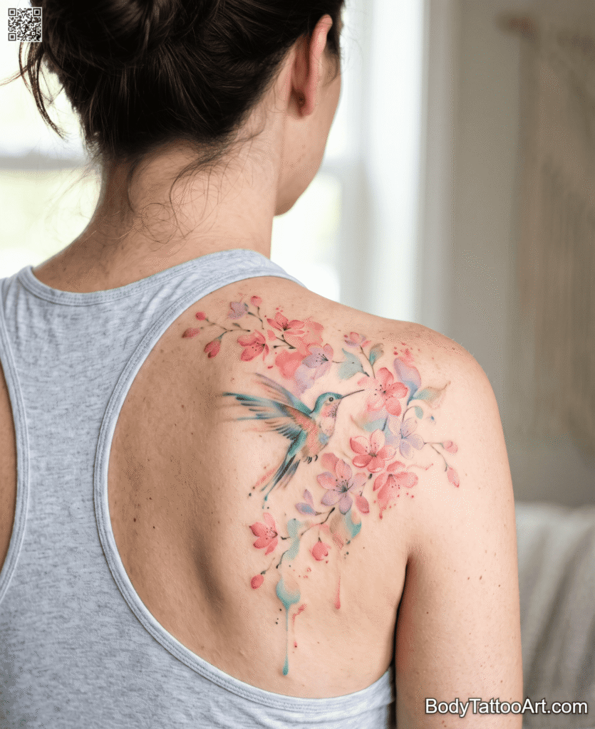 10 Beautiful Cherry Blossom With Hummingbird Tattoos You'll Love