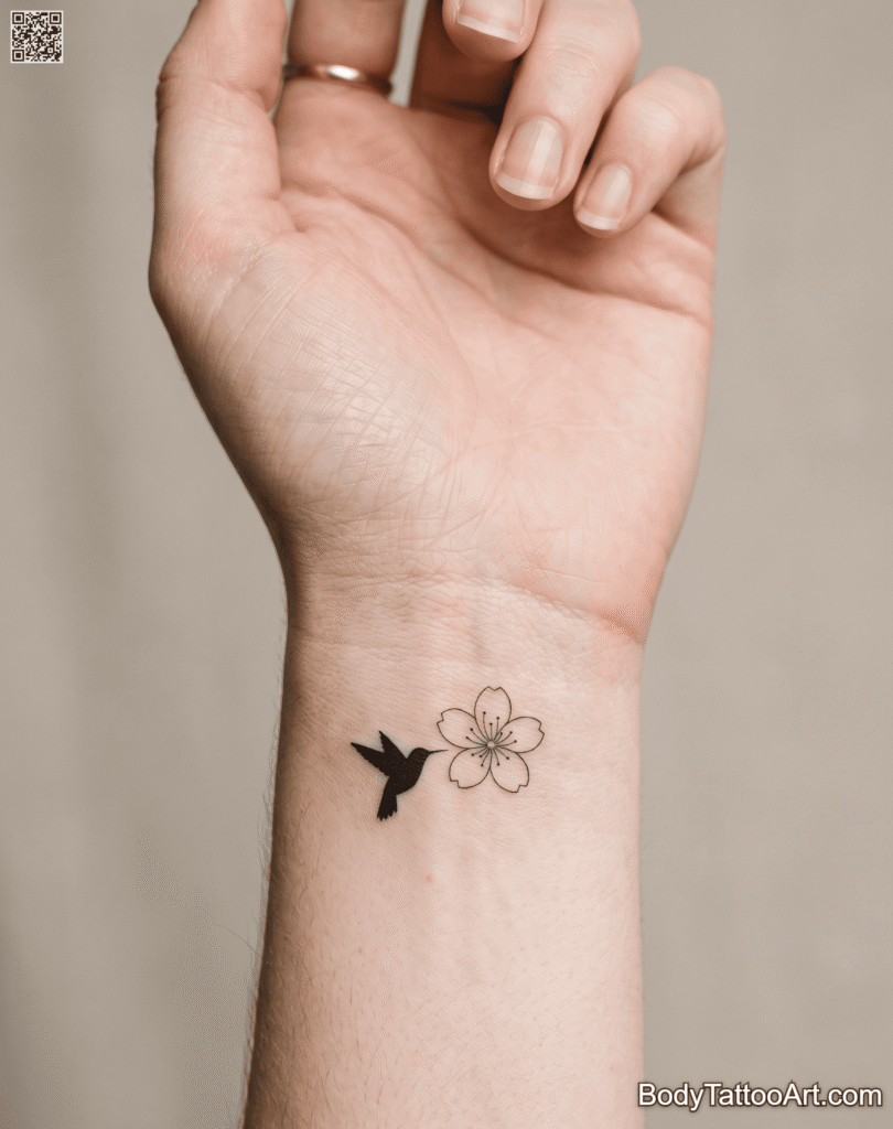 The Wrist Whisper Cherry Blossom With Hummingbird