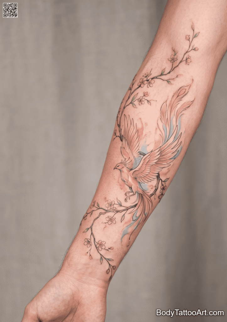 The Blossom Branch Wrapped Around a Rising Phoenix