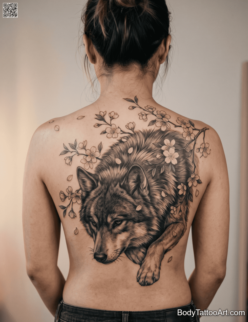 Cherry Blossom With Wolf Tattoos Ideas – 11 Stunning Designs and Meaning