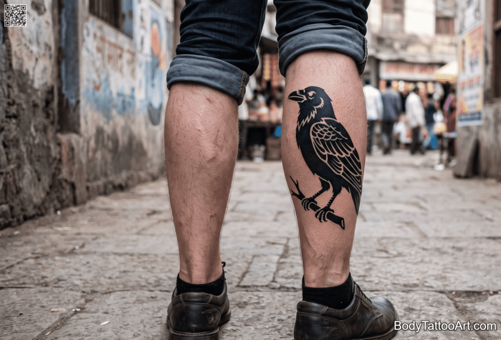 . Bold Stencil-Style Crow Tattoos