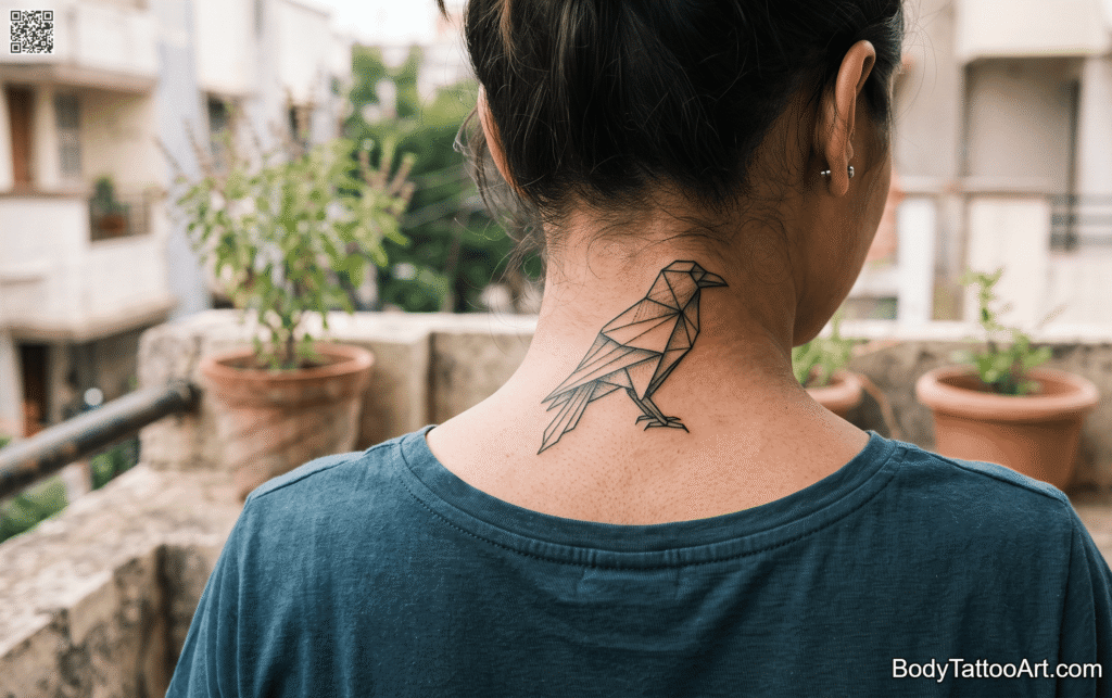 Origami-Fold Crow Tattoos