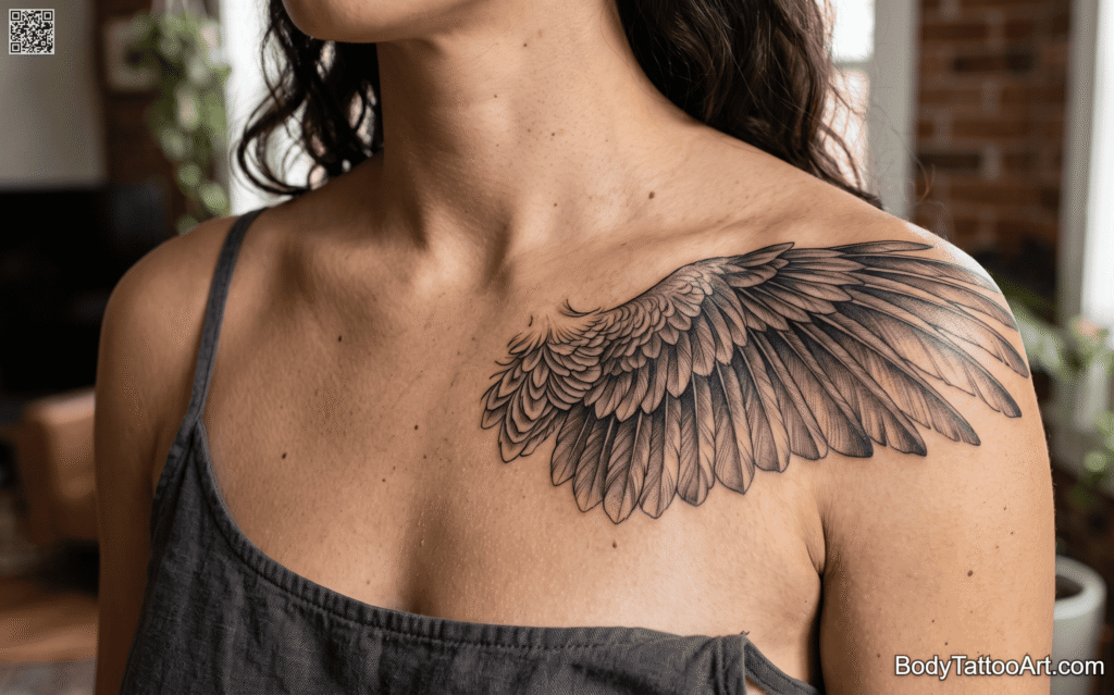Close-Up Feather Detail Wing Crow Tattoos