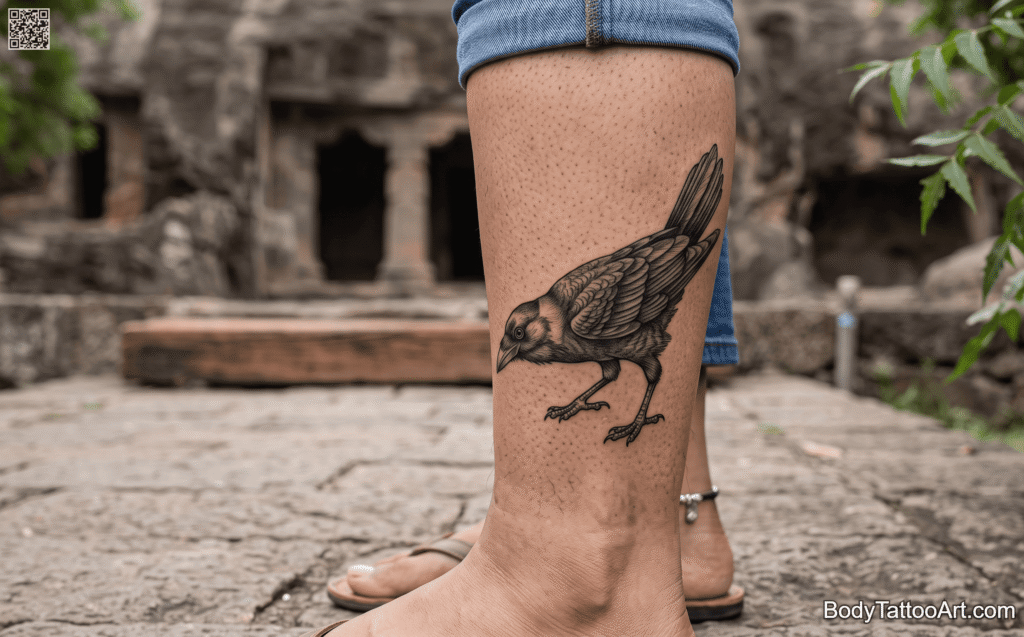 Fine line illustrative Crow Tattoos