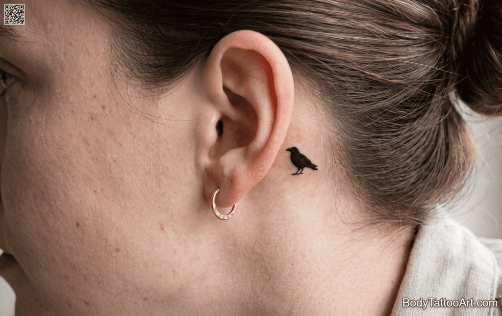 Tiny minimalist silhouette Crow Tattoos