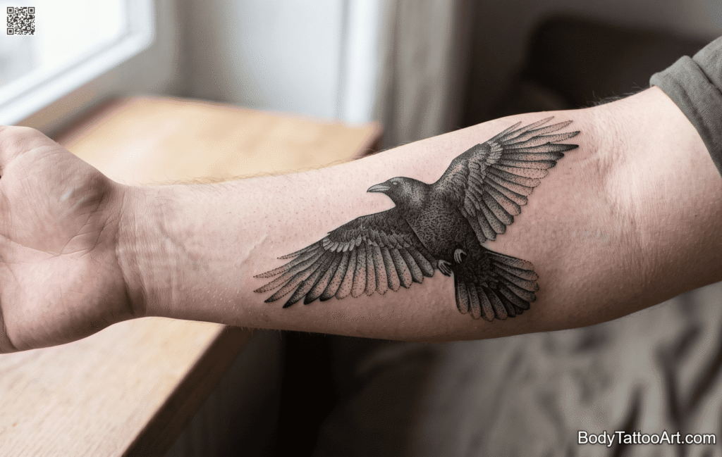Dotwork Crow with Gradient Shading