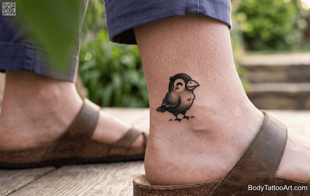 Kawaii cartoon Crow Tattoos