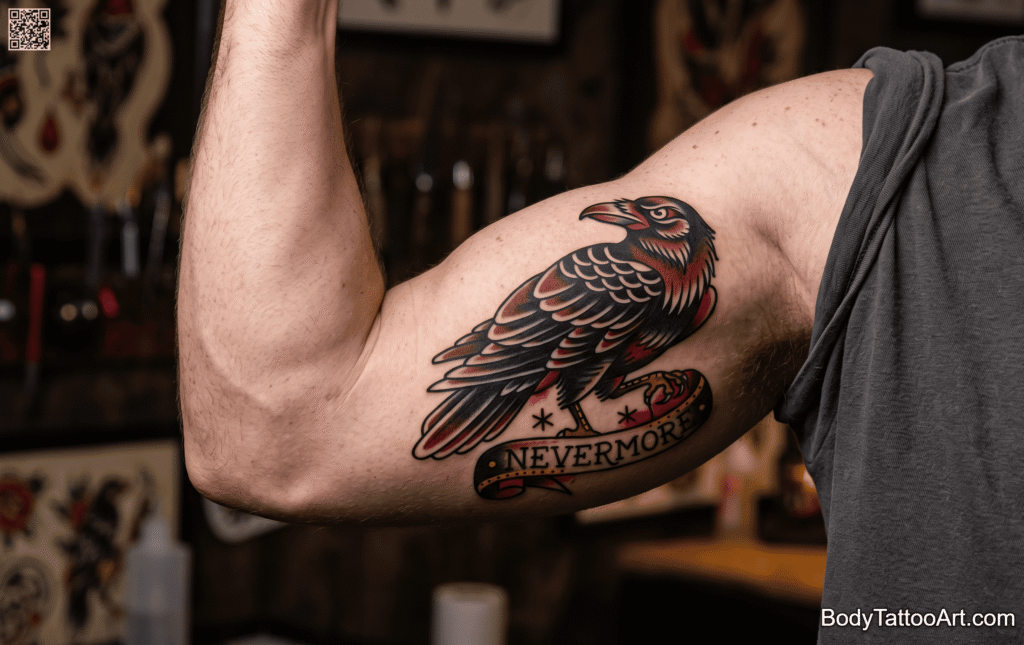 American traditional Crow Tattoos