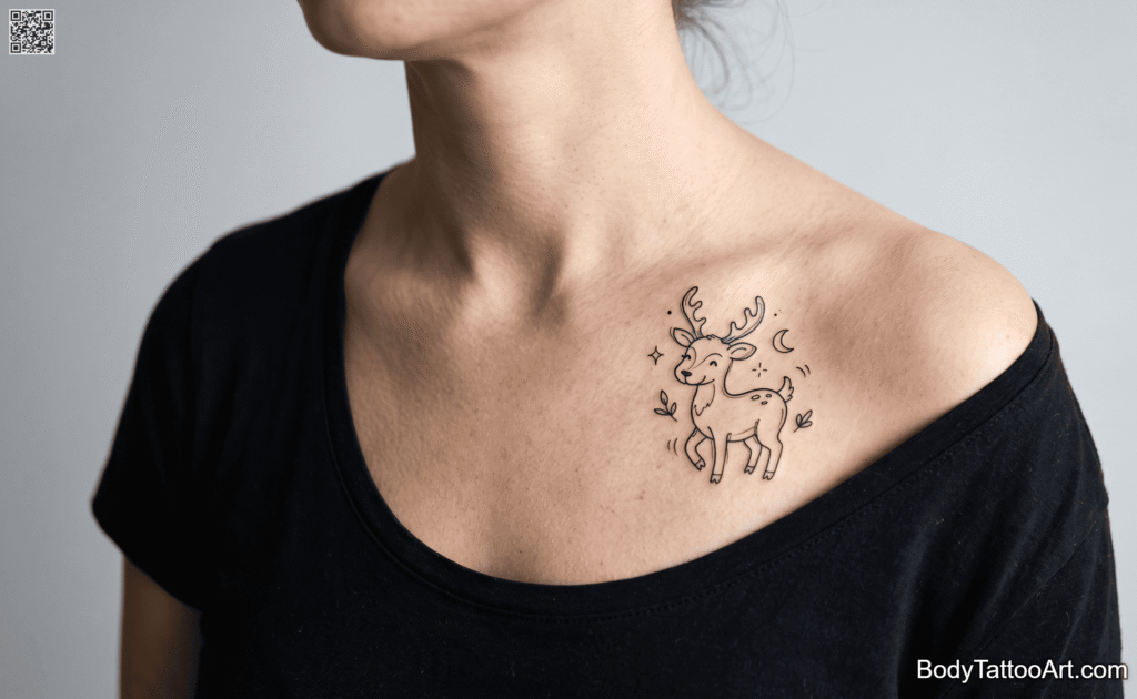  Doodle line art Deer Tattoos 