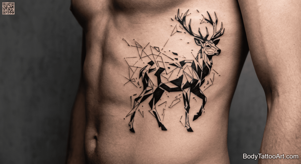  Abstract fragmented geometric Deer Tattoos 
