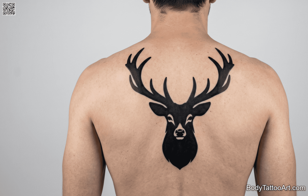 Blackwork Deer Tattoos 
