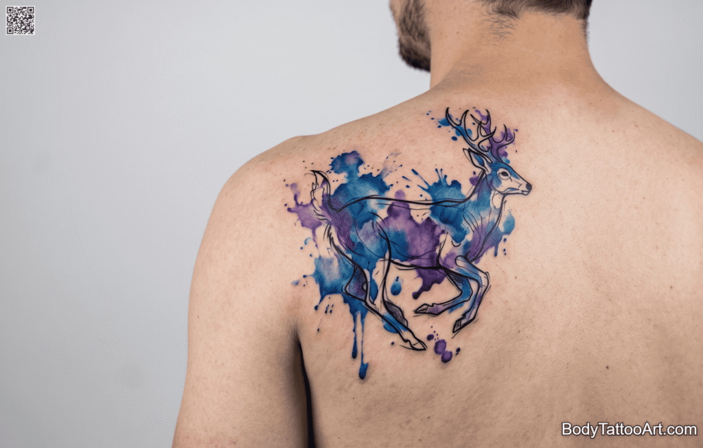  Watercolor Deer Tattoos 