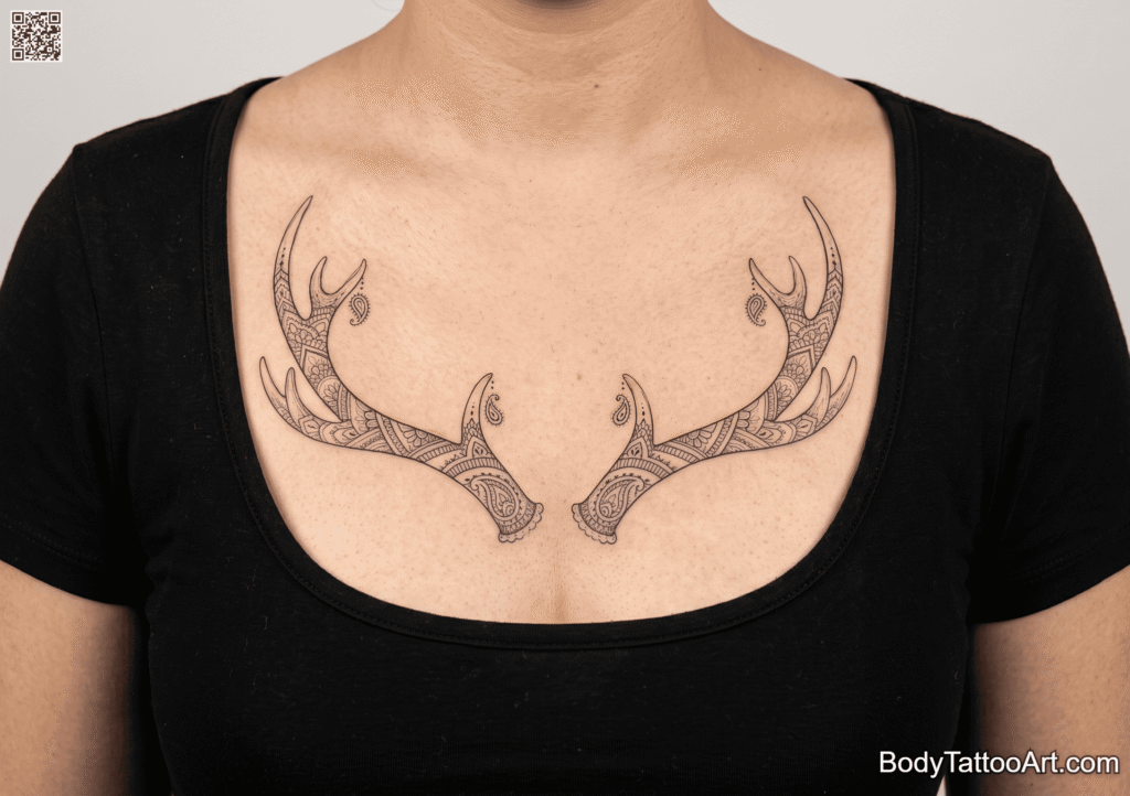  Ornamental linework Deer Tattoos 