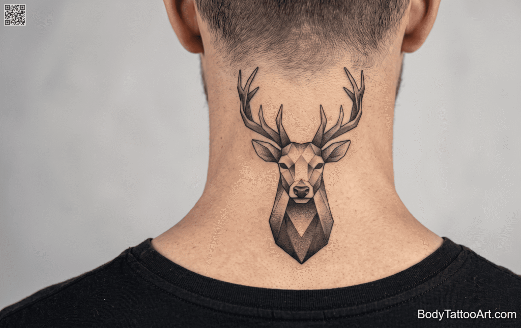 Geometric gradient shading Deer Tattoos 