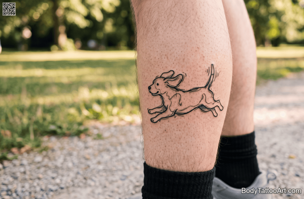 Doodle Style Beagle Running Dog Tattoos