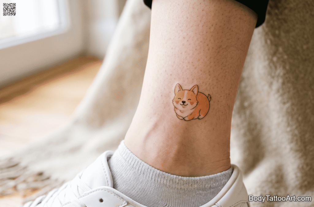 Small Kawaii Corgi Loaf Dog Tattoos