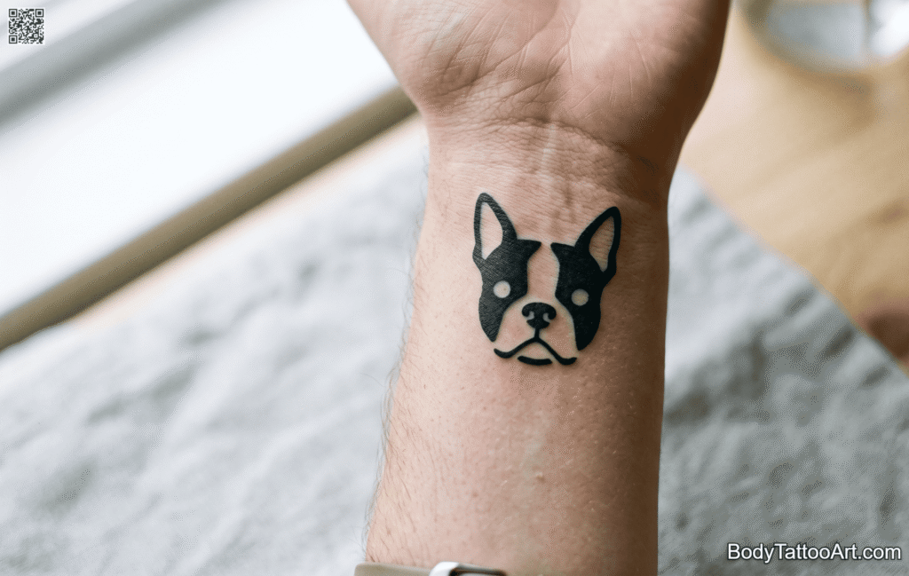 Small Stencil Boston Terrier Dog Tattoos