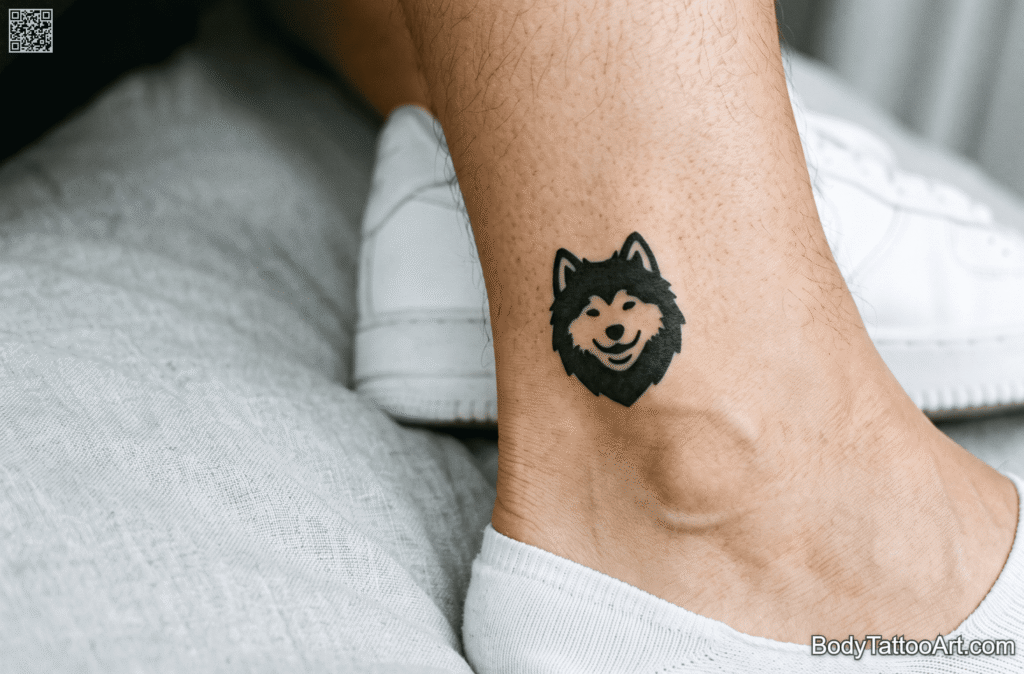 Small Stencil Samoyed Smile Dog Tattoos