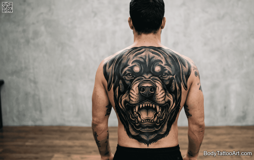 Bold blackwork Dog Tattoos