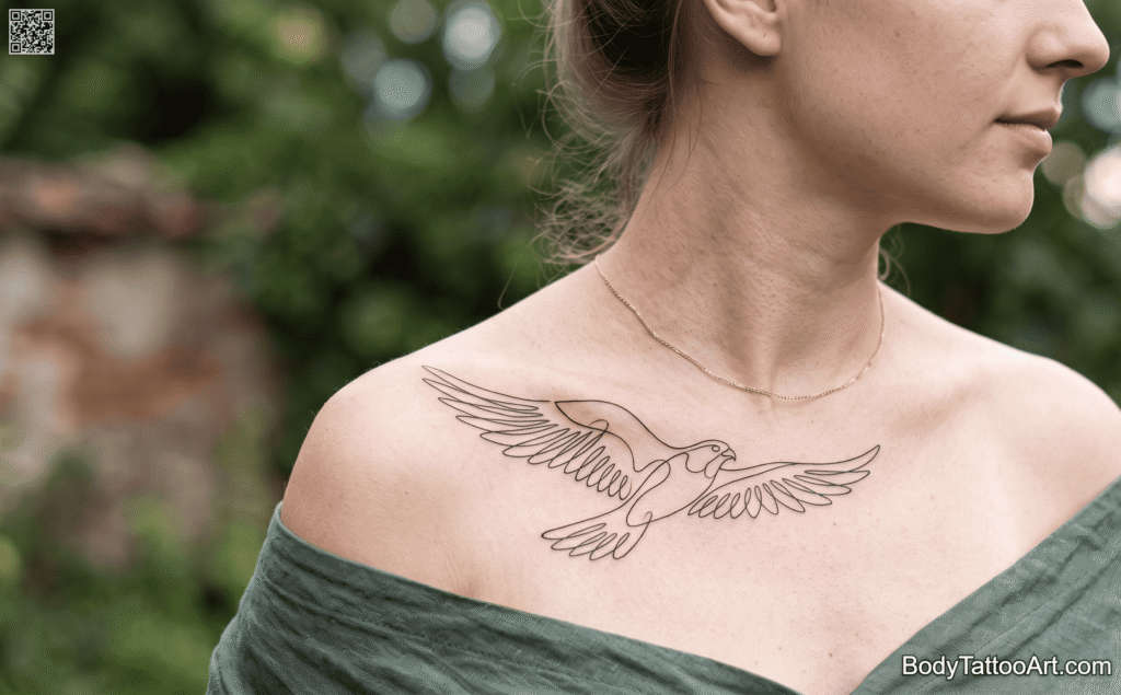 Small Line Art Falcon Tattoos