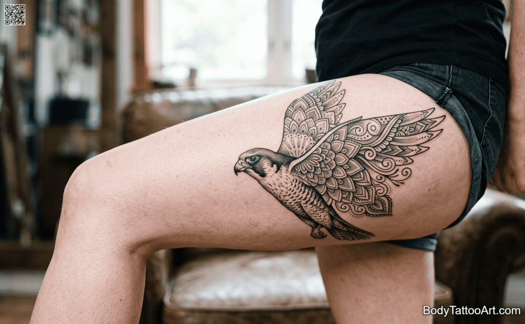 Falcon with Mandala Wings