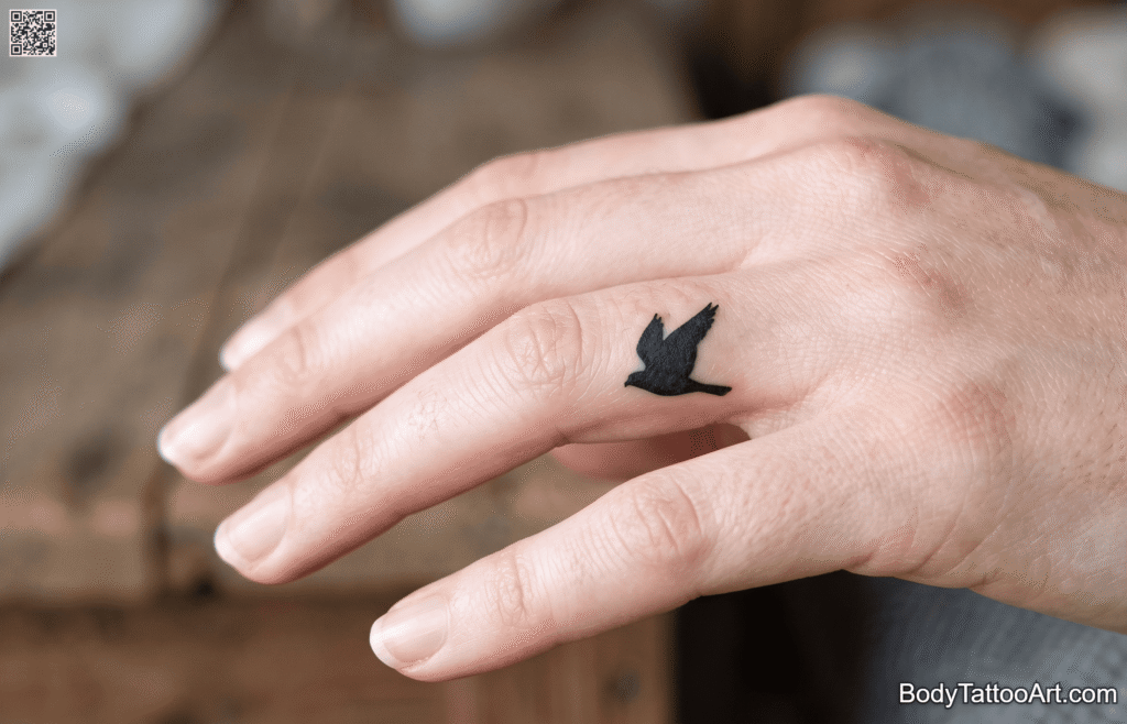 Tiny Falcon Tattoos on Finger