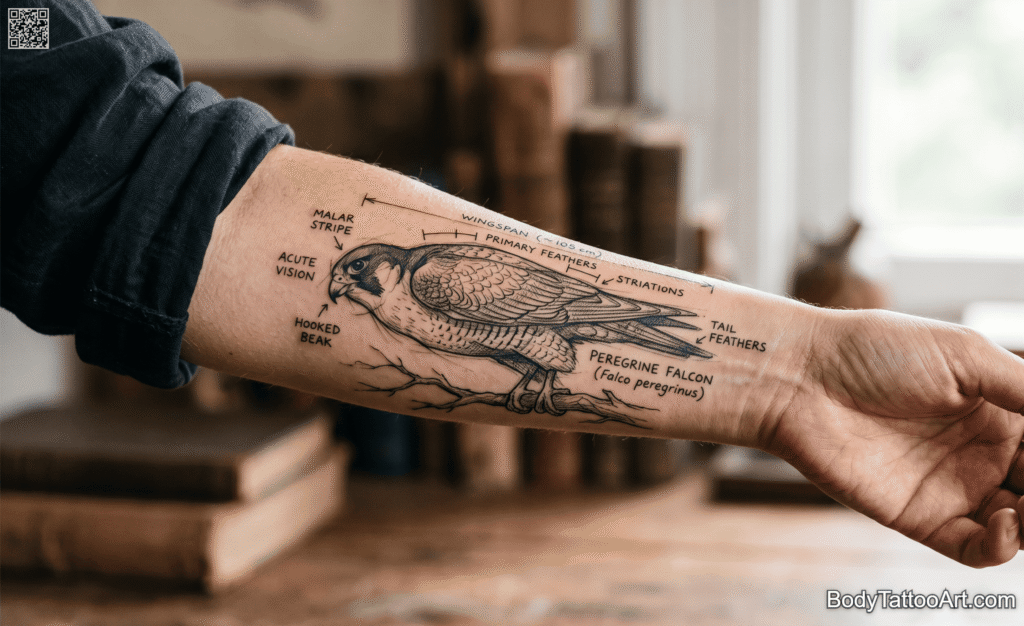 Falcon Sketch with Measurement Marks