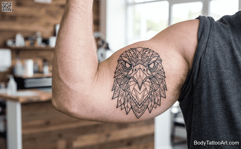 Geometric blackwork Falcon Tattoos