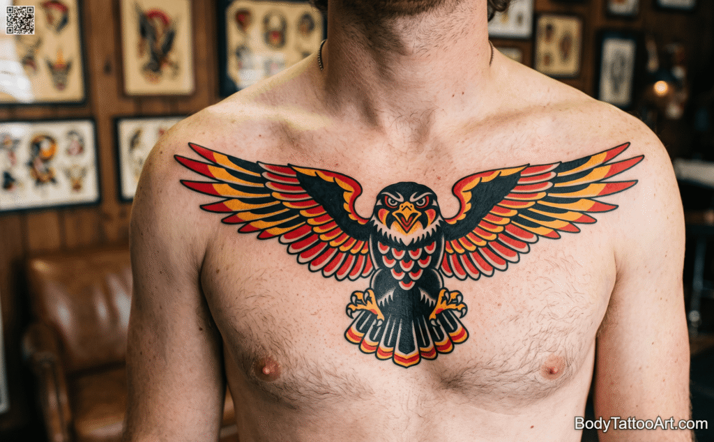 Traditional Style Falcon Tattoos