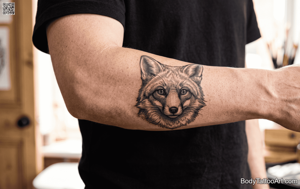 etching linework Fox Tattoos