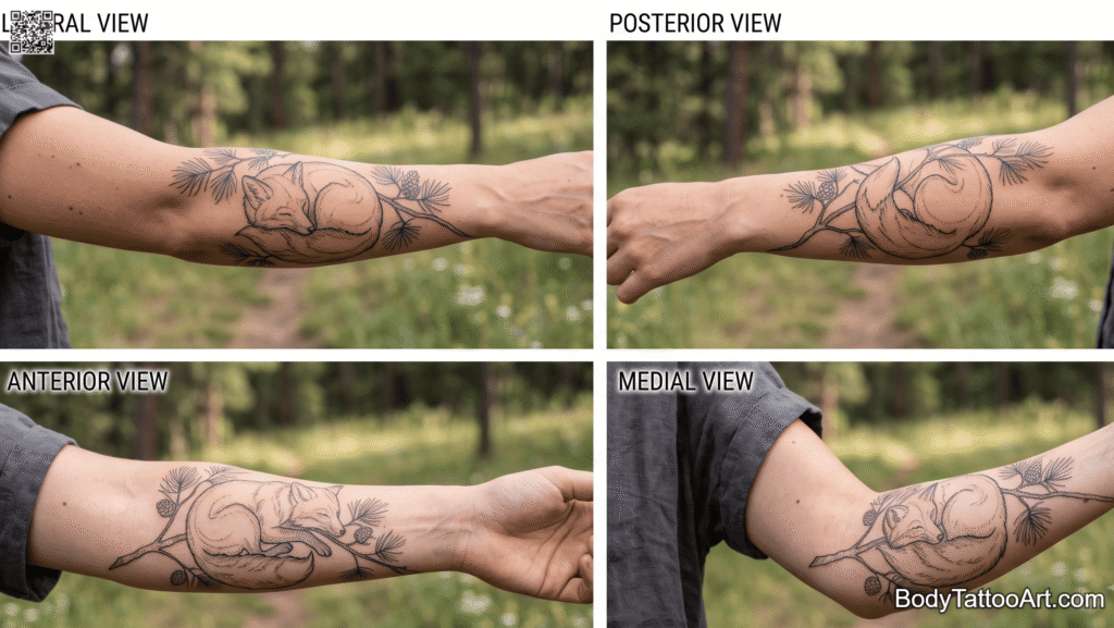 Fine line botanical-nature blend Fox Tattoos