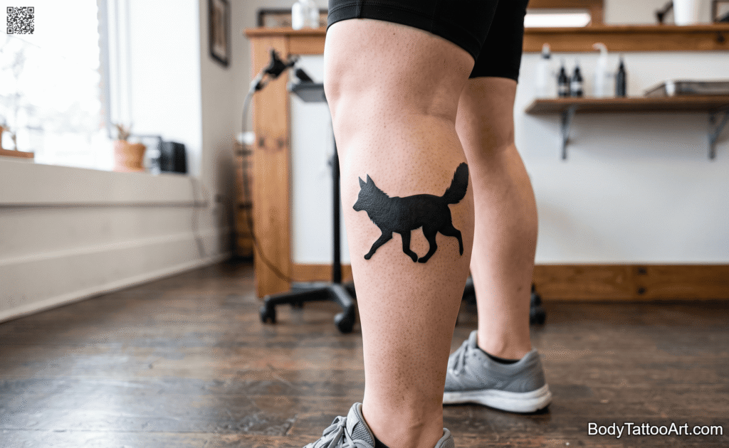 solid silhouette Fox Tattoos