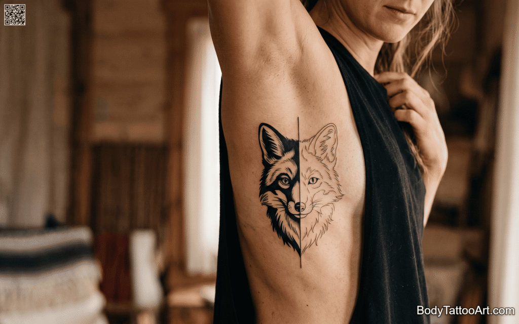 Negative space contrast Fox Tattoos